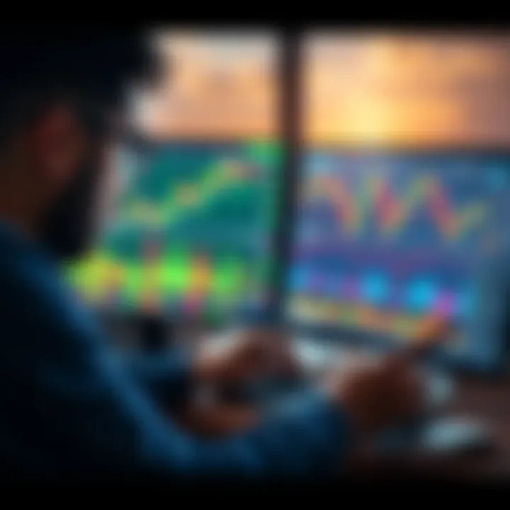 A person analyzing stock charts and graphs on a computer, tracking investment performance for 2025