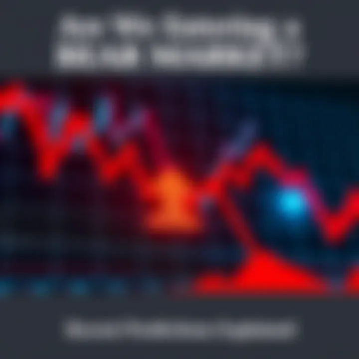 A downward trend on a stock market graph with red arrows indicating losses.