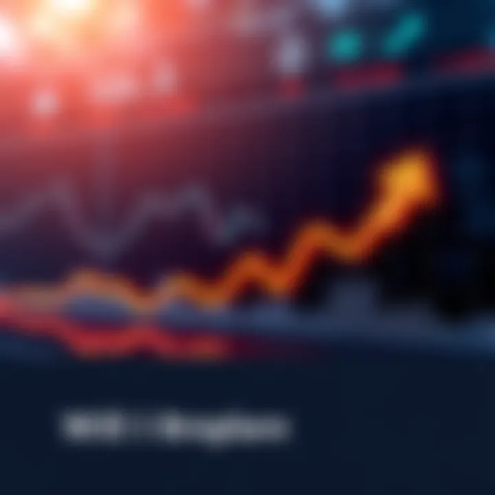 A graph showing stock market fluctuations with upward and downward arrows, representing investment movements.