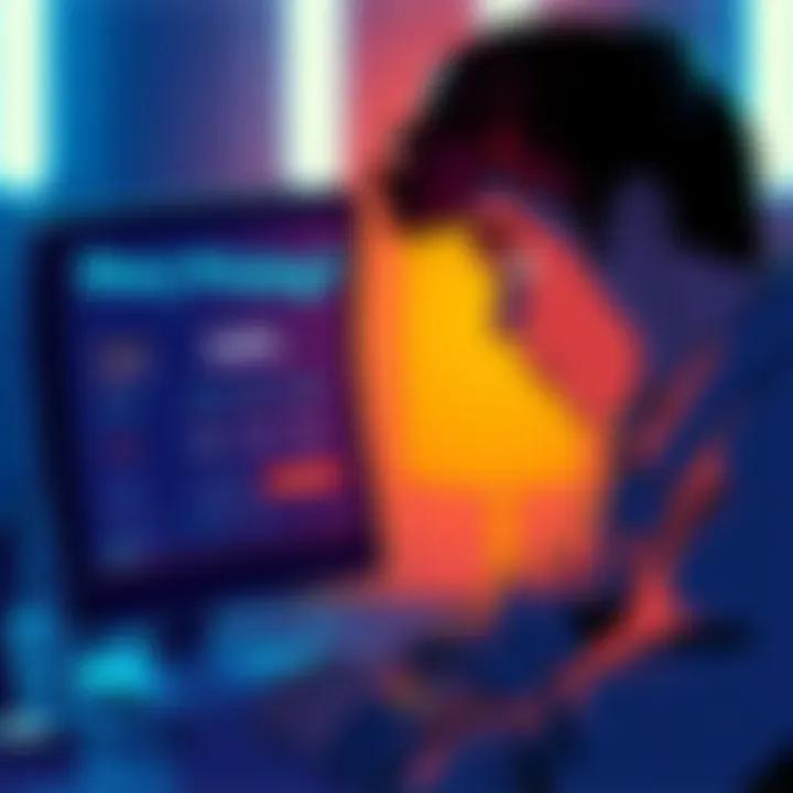 A graphic showing a worried person looking at a computer screen with Storj pricing details, representing users reevaluating their storage options.