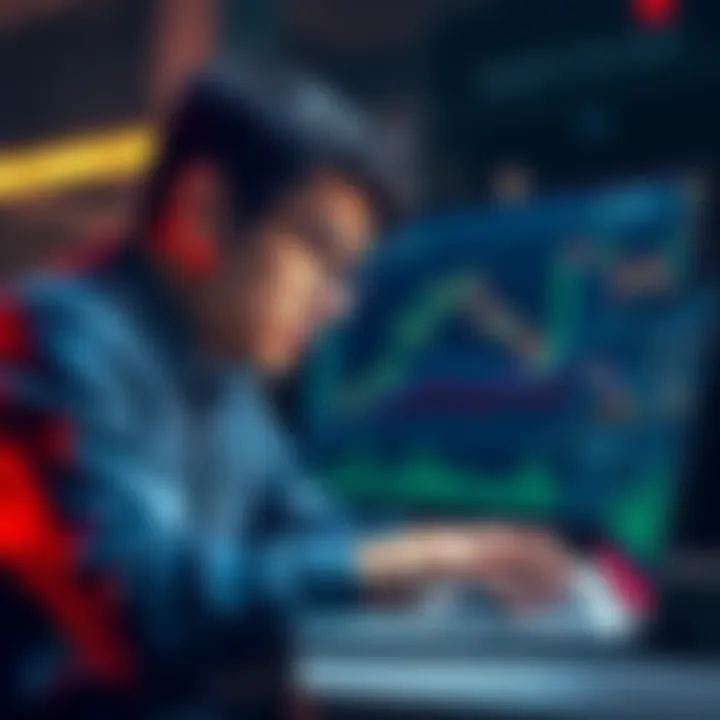 A person with a worried expression checking financial charts on a laptop, symbolizing the stress of a significant investment loss.