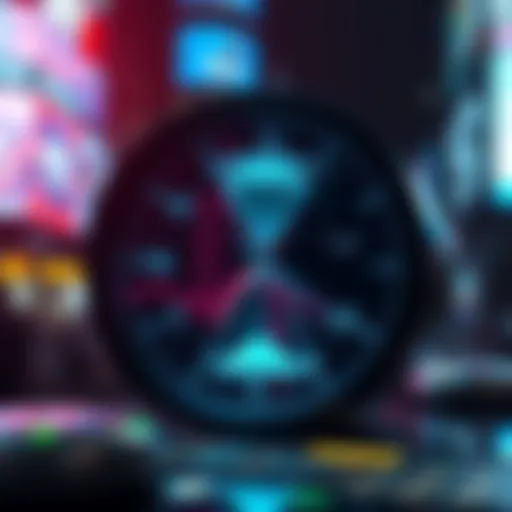 A digital clock showing an hourglass, symbolizing slow STX transaction times.