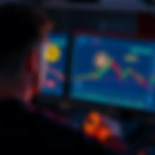 A person looking at a computer screen with cryptocurrency charts showing SOL and USDC, while thinking about trading options.