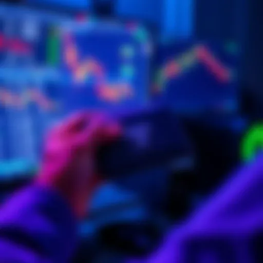 A person holding a Tangem cold wallet while looking at a computer screen showing cryptocurrency charts