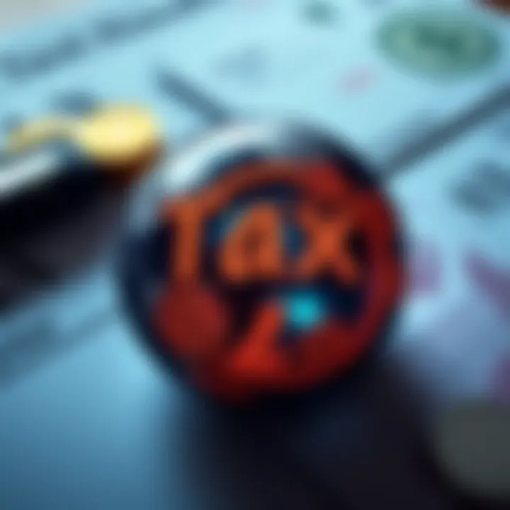 Tax on Foreign Crypto Assets A graphic showing a tax form with cryptocurrency symbols and a globe, indicating cross-border financial implications.