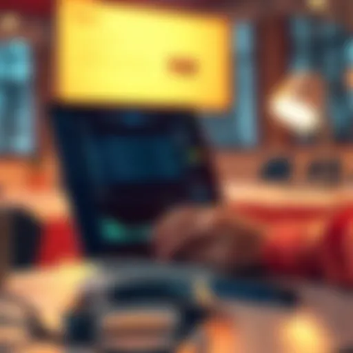 A person working on a laptop, checking transaction data and profit and loss statements for tax reporting.