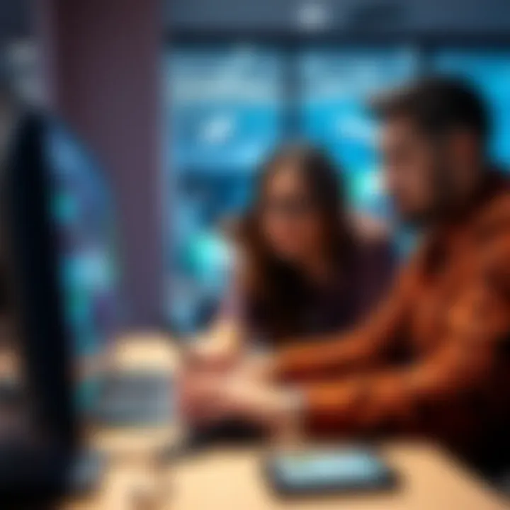 Two people working together on machine learning projects during a remote hackathon