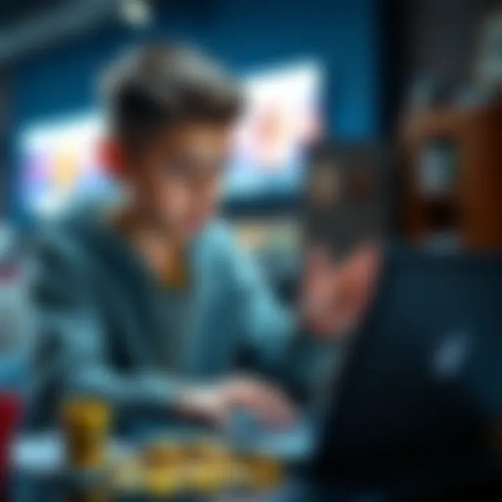 A 16-year-old examining cryptocurrency coins on a laptop, considering investment options for savings.