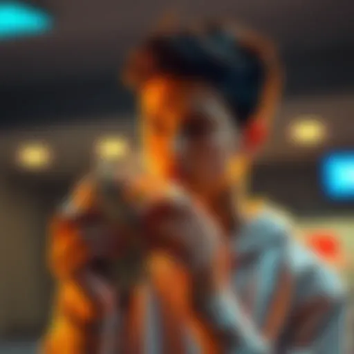 A 16-year-old teenager holding a stack of cash, contemplating an investment in KASPA