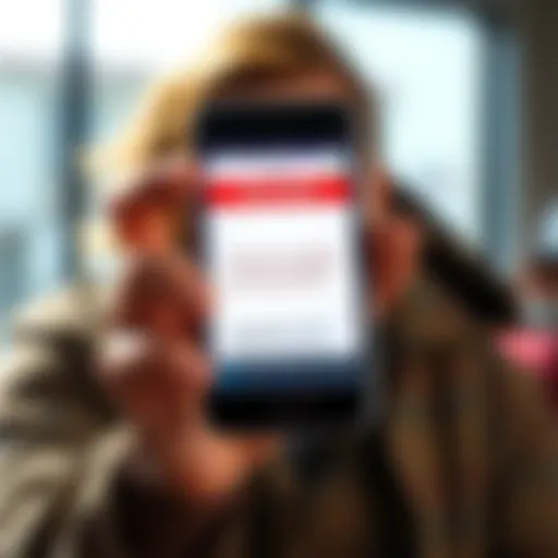 A concerned person holding a phone displaying a suspicious text message about a withdrawal code.
