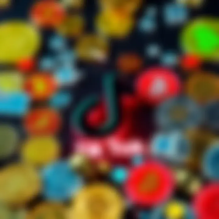 TikTok logo surrounded by various cryptocurrency symbols, referencing recent allegations about TRUMP memecoins.