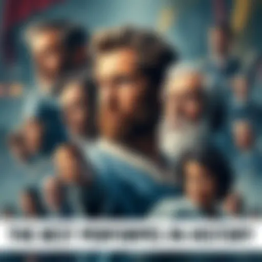 A collage of famous historical figures from various fields showcasing their achievements and characteristics.