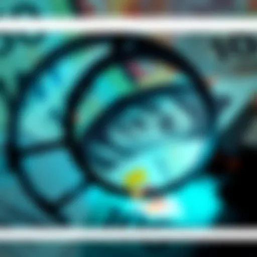Close-up of German banknotes with visible serial numbers under a magnifying glass, symbolizing surveillance concerns.
