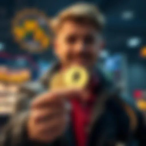 A trader proudly displays a handful of Ethereum coins in celebration of selling 10 ETH and paying off debt