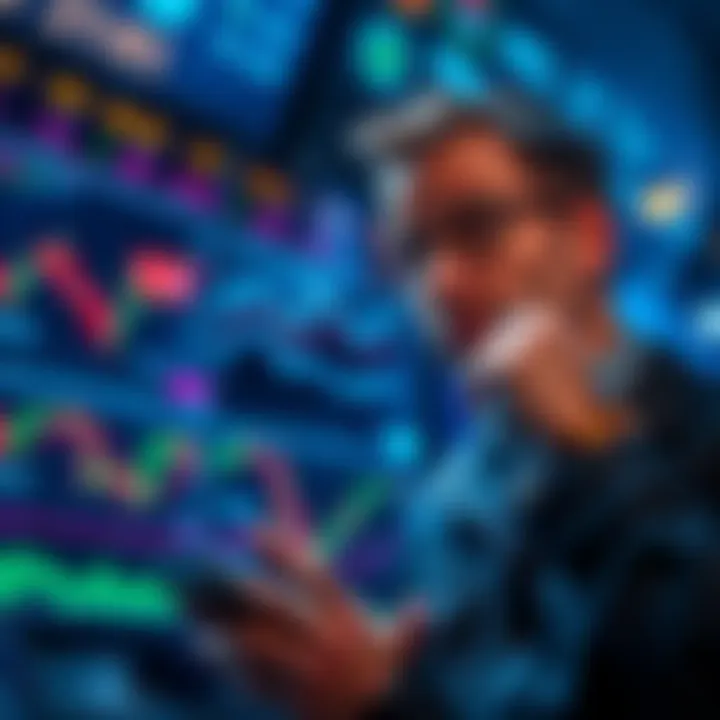 A trader looking at stock charts with a puzzled expression, symbolizing the impact of mindset on trading outcomes.