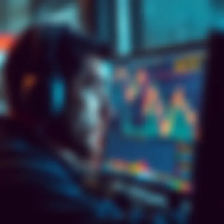 A trader stares at a computer screen showing a steep decline in cryptocurrency prices, looking visibly distressed.