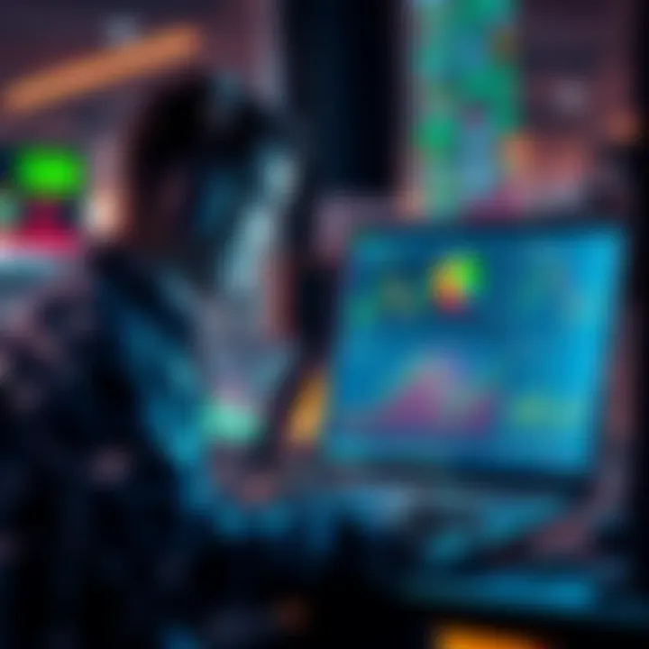 A trader looking at charts and comparing exchange fees on a laptop, pondering a switch to a different platform
