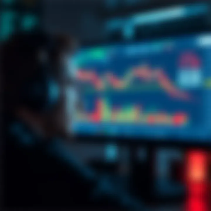 A trader looking at a computer screen displaying market charts, showing a decline in the value of FXRP and USDT, reflecting a $110 loss in a liquidity pool.