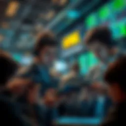 A group of traders looking worried while checking their devices, reflecting the emotional impact of the recent alt-pocalypse on their finances.