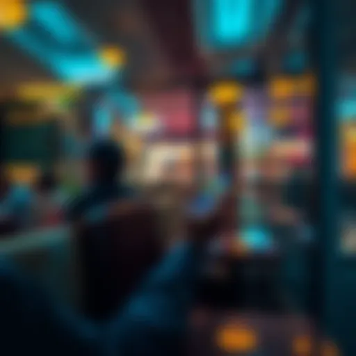 A person using a smartphone to trade Bitcoin on Coinbase while sitting in a café in India