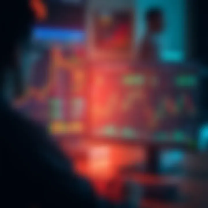 A trader looking at Bitcoin charts on a computer screen, showing both losses and small wins, reflecting the struggles of leverage trading