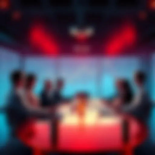 A group of people engaging in a discussion about trading strategies and events at a round table