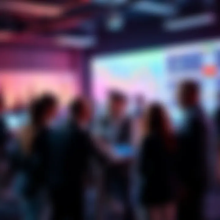 A group of people discussing trading strategies and sharing ideas in a lively setting