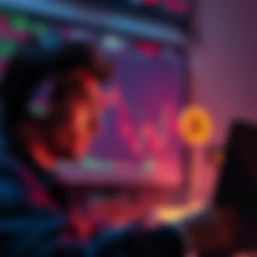 A person looking at cryptocurrency charts, contemplating trading Solana for Bitcoin, with worried expressions.