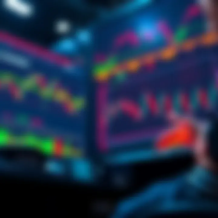 A person examining stock charts and market trends, focusing on HODL and avoiding debt.