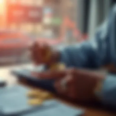 A person transferring cryptocurrency from an exchange to a personal wallet, with tax documents on a table