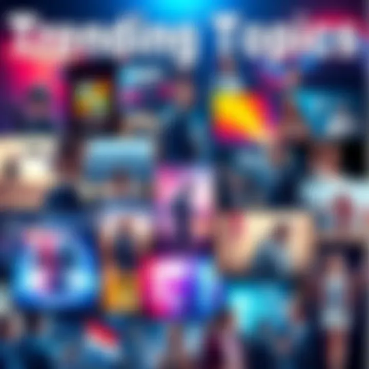 A collage of popular trends and discussions from 2025, showcasing diverse themes like technology, fashion, and social movements.