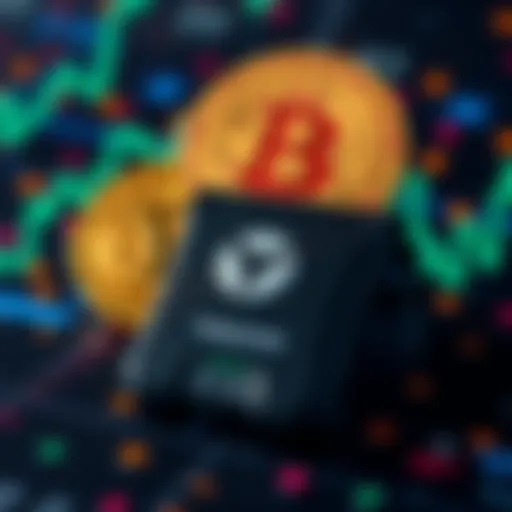 An image of a Trezor cold storage wallet with Bitcoin graphics in the background