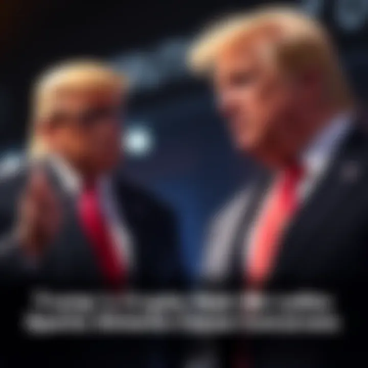 Donald Trump standing with a cryptocurrency billionaire, discussing a financial deal that raises Emoluments Clause concerns.