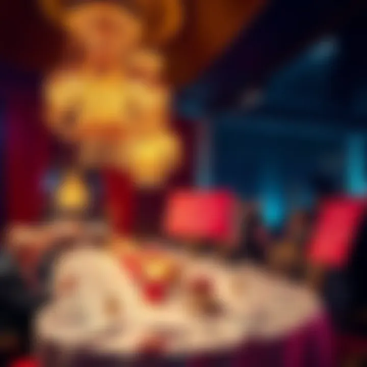 A lavish dinner with opulent decorations and people protesting outside, hinting at controversy and corruption.