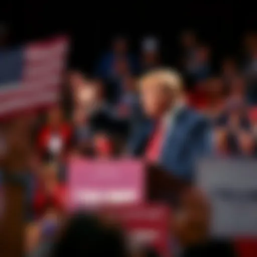 Donald Trump addressing supporters at a rally, highlighting his political journey and recent electoral success