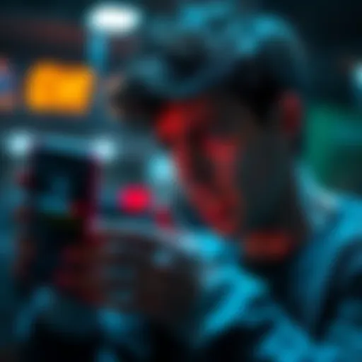 A frustrated person looking at a smartphone with the TrustWallet app displaying an error message during account creation.