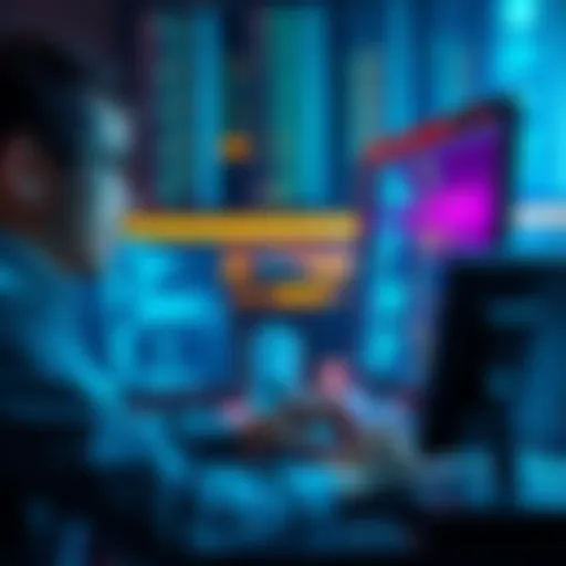 A developer working on a computer with code on the screen, showing different contract protocols being integrated into one interface.