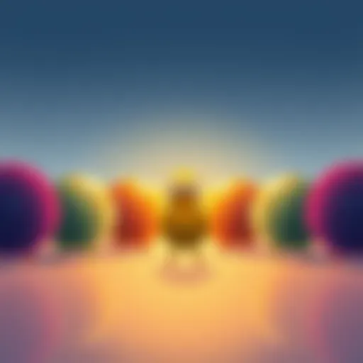 An illustration showing several similar objects with one clearly different object standing out, highlighting uniqueness among the group.