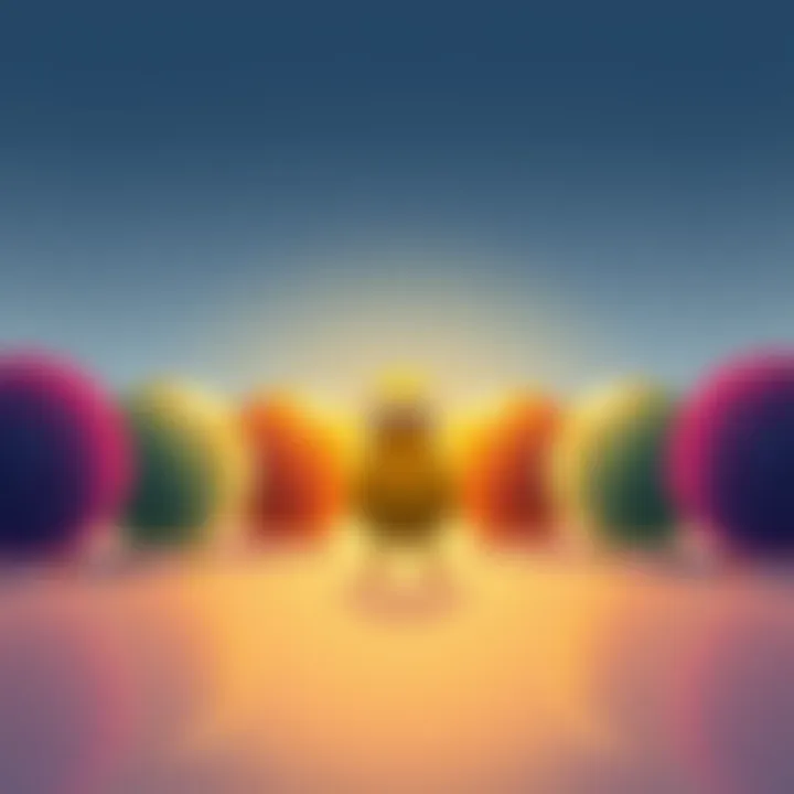 An illustration showing several similar objects with one clearly different object standing out, highlighting uniqueness among the group.