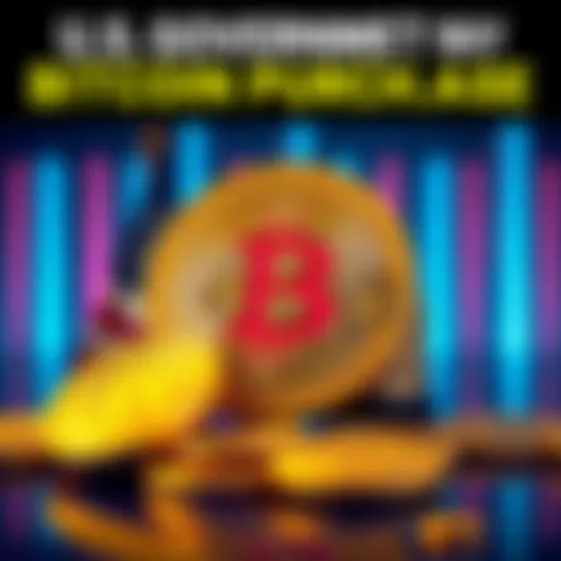 Concept image showing the U.S. government symbol alongside Bitcoin coins, indicating potential purchases.