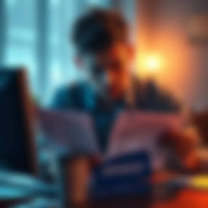 A person looking stressed while checking their computer, showing documentation regarding their frozen account with Uphold.