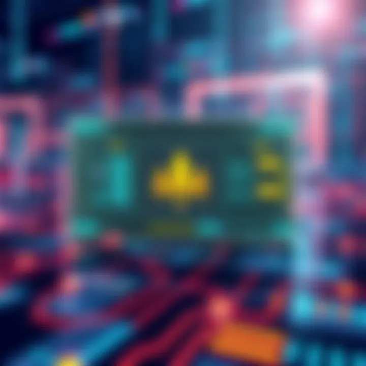 Illustration showing a digital interface with validators being grouped together on a blockchain network related to Rocketpool after Pectra release.