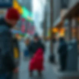 A Vancouverite sending Bitcoin at an ATM while a homeless man waits nearby on a city street