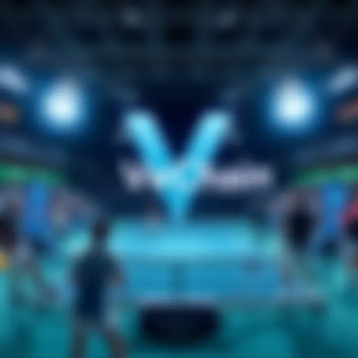 VeChain logo prominently shown on screen during the ATP finals, with tennis players in the background