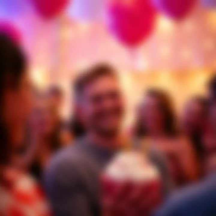 Vitalik Buterin smiling at a surprise baby shower surrounded by guests celebrating.