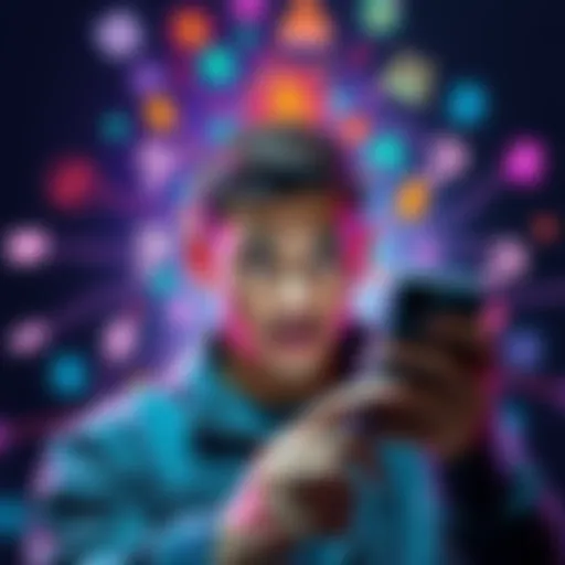 A person looking frustrated while trying to recover a digital wallet on their phone, with a background of confused symbols representing digital assets.