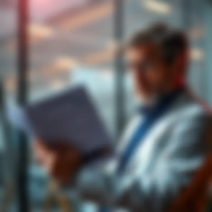 A financial advisor holding a report warning against Bitcoin as a safe investment