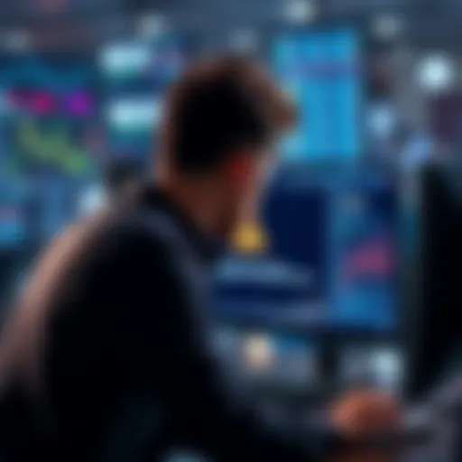 A trader looking at a computer screen with a warning message about account restrictions on Mexc