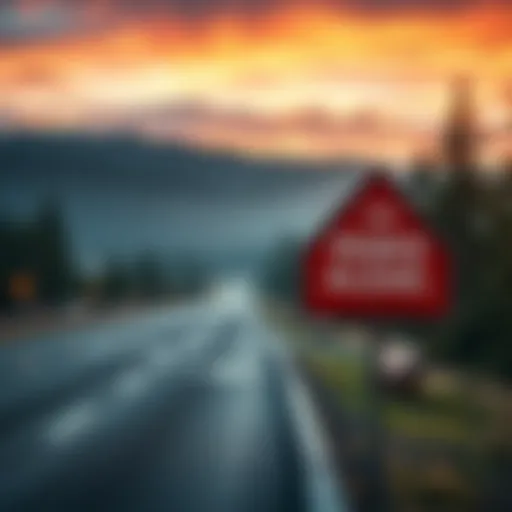 A warning sign on a road indicating danger, symbolizing impending risks and challenges.