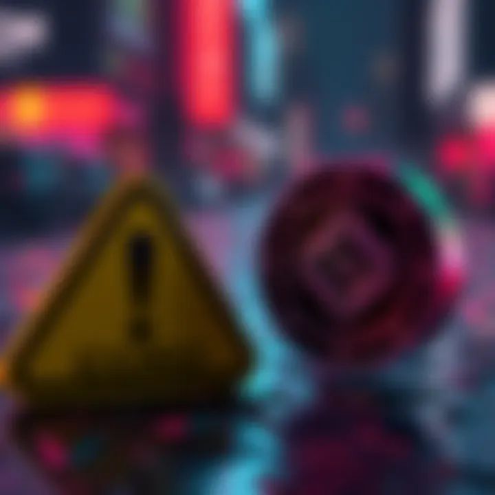 A caution symbol next to a cryptocurrency logo, highlighting risks for Crypto.com users